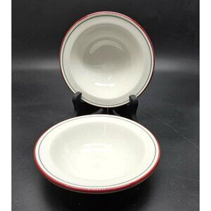 Steelite International England Small White Bowls With Red & Blue Trim Set DH1353